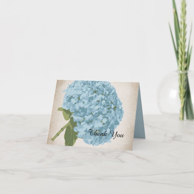 Tarjeta de agradecimiento de Blue Hydrangea Boda (Anverso)