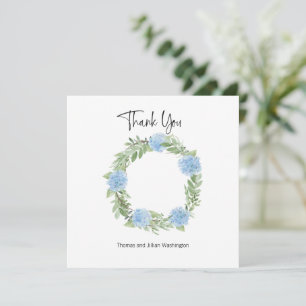 Tarjeta de agradecimiento de Blue Hydrangea Wreath