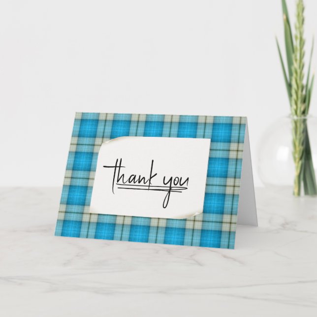 Tarjeta de agradecimiento de Blue Plaid (Anverso)