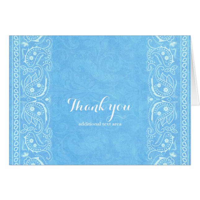 Tarjeta de agradecimiento de Blue Rustic Paisley C (Anverso (Horizontal))