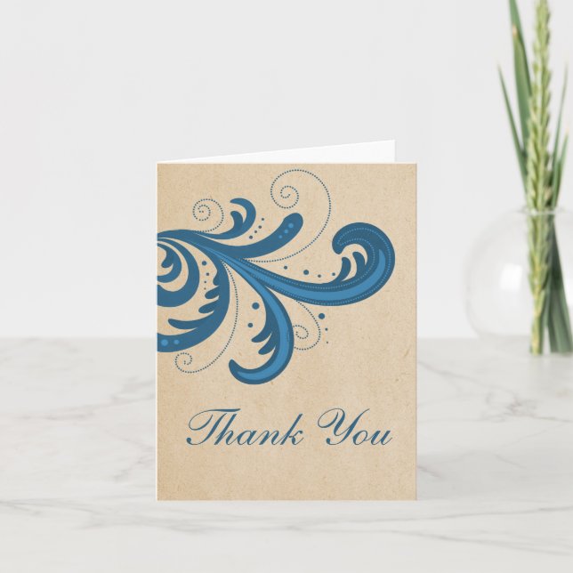 Tarjeta de agradecimiento de Blue Styls Swirls (Anverso)
