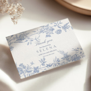 Tarjeta de agradecimiento de Blue Toile   Ducha Br