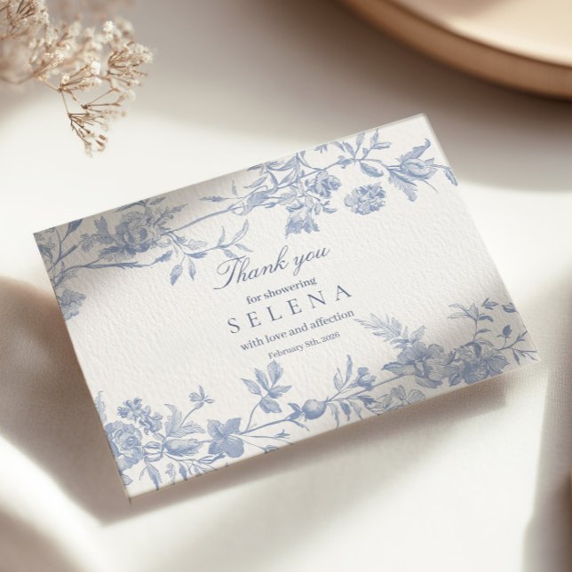 Tarjeta de agradecimiento de Blue Toile | Ducha Br (Subido por el creador)