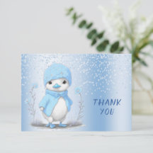 Tarjeta de agradecimiento de Blue Watercolor Duck