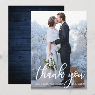 Tarjeta de agradecimiento de Blue Wood para bodas