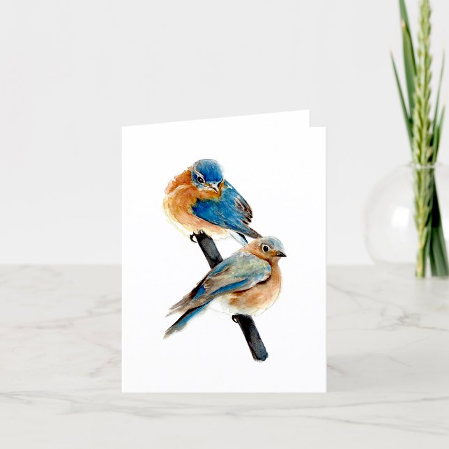 Tarjeta de agradecimiento de Bluebird Pair (Bluebird Pair Thank You Card by Jenn Steffen Art)