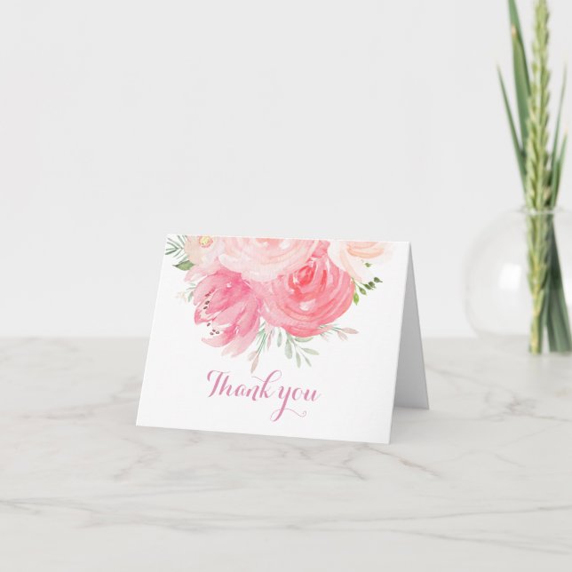 tarjeta de agradecimiento de blush Floral (Anverso)