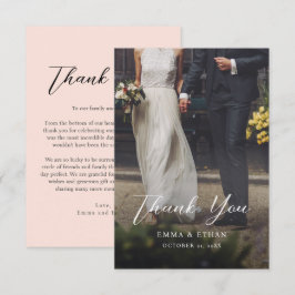Tarjeta de agradecimiento de boda a doble cara con