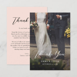 Tarjeta de agradecimiento de boda a doble cara con