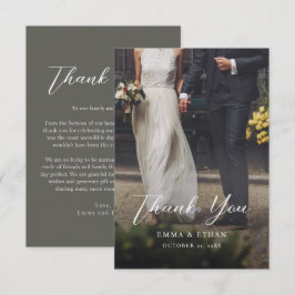 Tarjeta de agradecimiento de boda a doble cara con