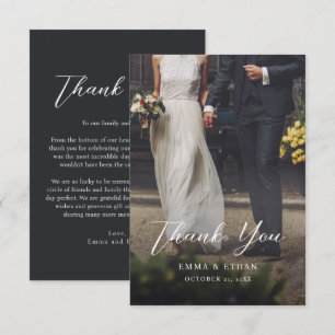 Tarjeta de agradecimiento de boda a doble cara con