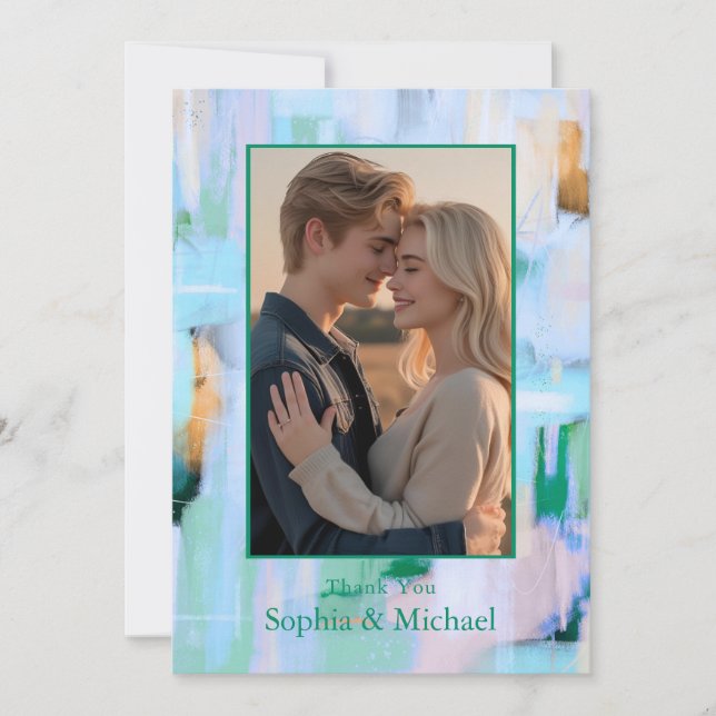 Tarjeta de agradecimiento de boda abstracta colori (Anverso)