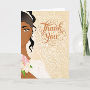 Tarjeta de agradecimiento de boda afroamericana
