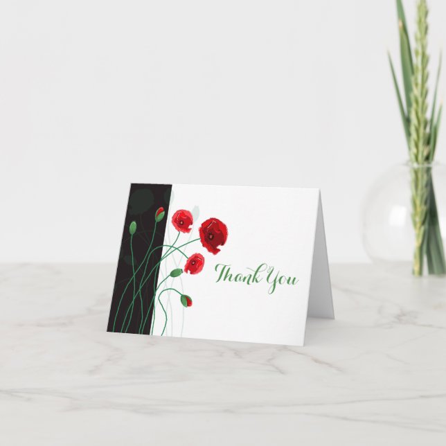 Tarjeta de agradecimiento de boda | Amapolas rojas (Anverso)