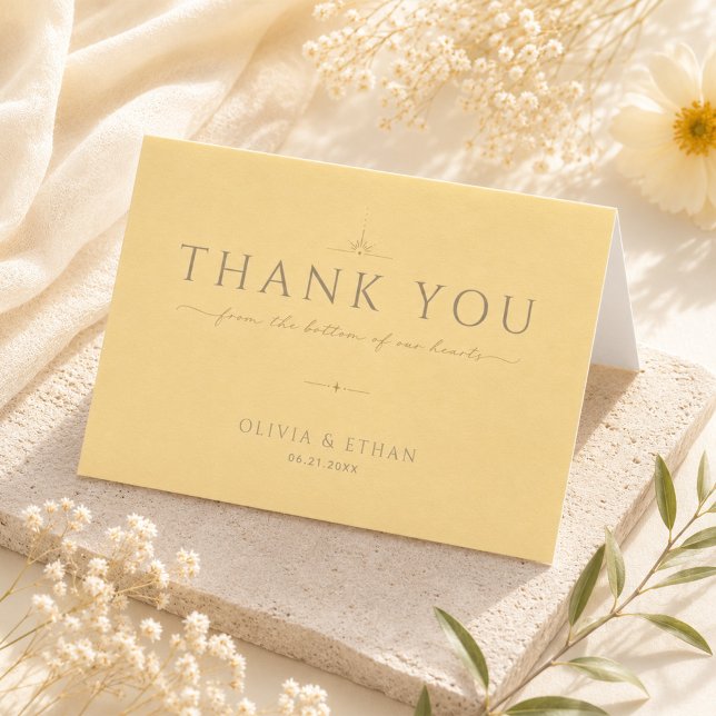 Tarjeta de agradecimiento de boda amarilla moderna (Subido por el creador)