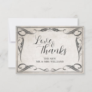 Tarjeta de agradecimiento de boda Art Deco negra v