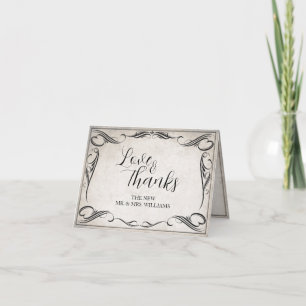 Tarjeta de agradecimiento de boda Art Deco negra v