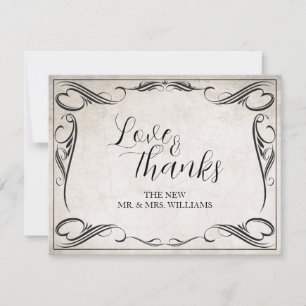 Tarjeta de agradecimiento de boda Art Déco negra v