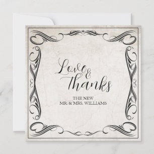 Tarjeta de agradecimiento de boda Art Deco negra v