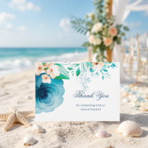 Tarjeta de agradecimiento de boda azul Azure Bloom