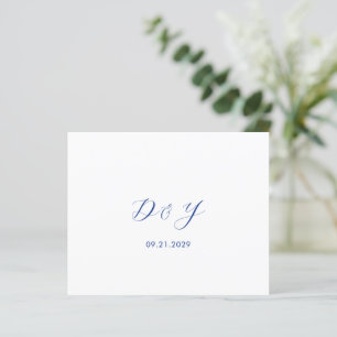 Tarjeta de agradecimiento de boda azul cobalto eco