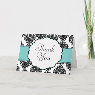 Tarjeta de agradecimiento de boda azul huevo de Ro