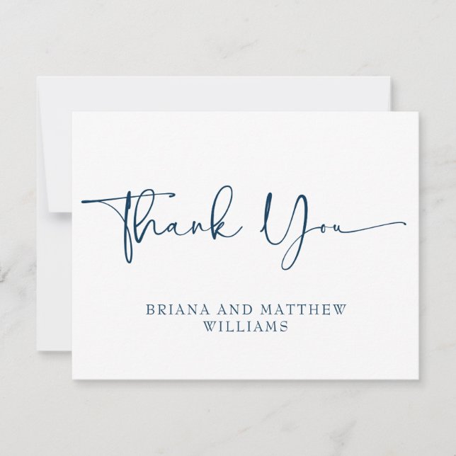 Tarjeta de agradecimiento de boda azul marino (Anverso)
