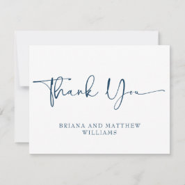 Tarjeta de agradecimiento de boda azul marino