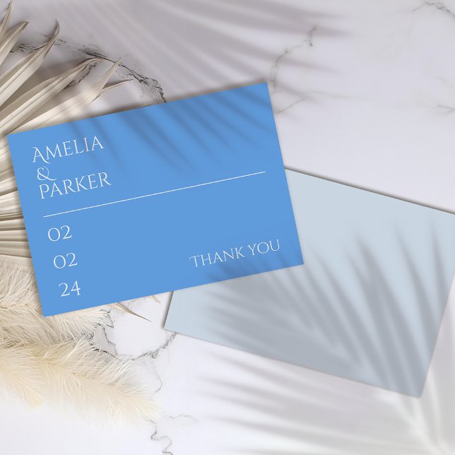 Tarjeta de agradecimiento de Boda Azul minimalista (Subido por el creador)