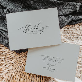 Tarjeta de agradecimiento de boda azul polvo minim