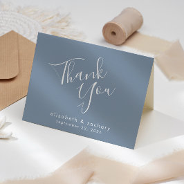 Tarjeta de agradecimiento de boda azul polvoriento