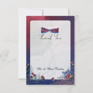 Tarjeta de agradecimiento de boda bajo los cielos