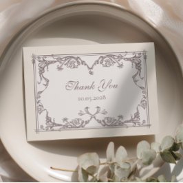Tarjeta de agradecimiento de boda barroca marfil c
