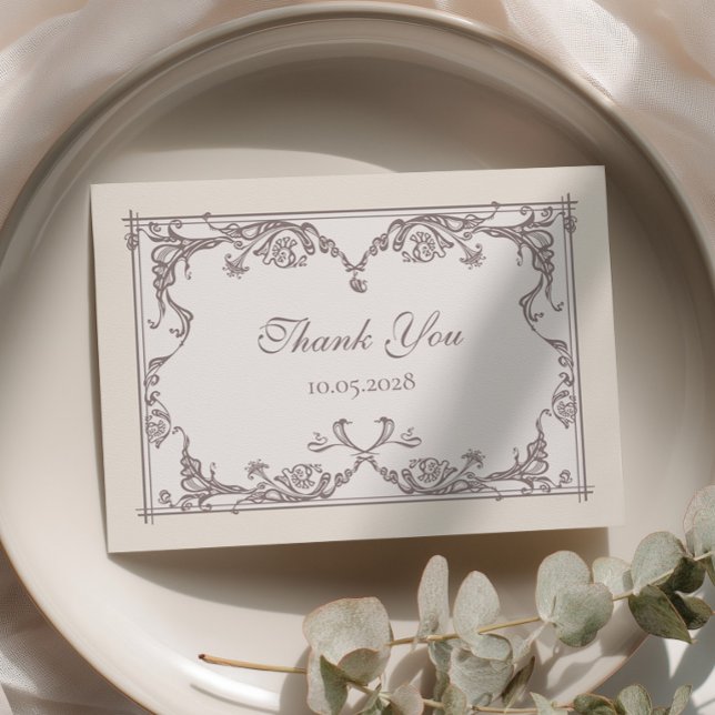 Tarjeta de agradecimiento de boda barroca marfil c (Subido por el creador)