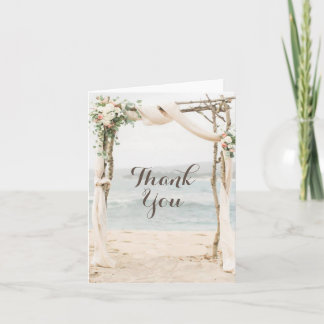 Tarjeta de agradecimiento de boda Beach Arbor