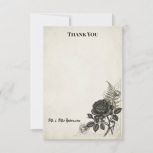 Tarjeta de agradecimiento de boda Black Rose Gold 