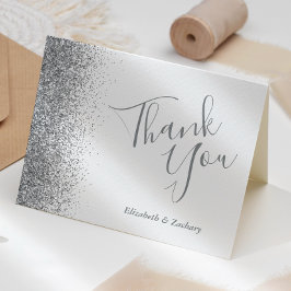 Tarjeta de agradecimiento de boda blanca con borde