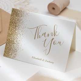 Tarjeta de agradecimiento de boda blanca con borde