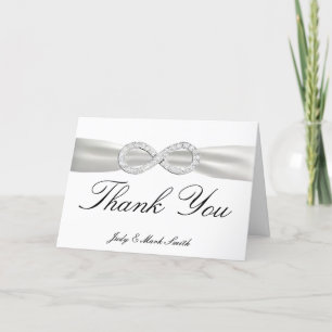 Tarjeta de agradecimiento de boda blanca Infinity 