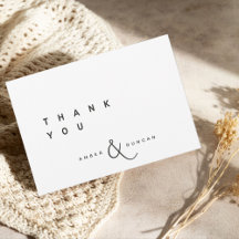 Tarjeta de agradecimiento de boda blanca | Simple