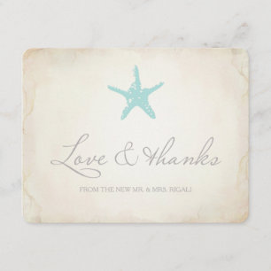 Tarjeta de agradecimiento de boda, boda de playa