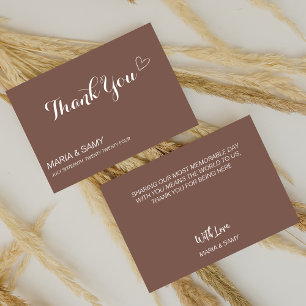 Tarjeta de agradecimiento de boda bohemio minimali