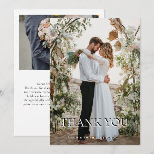 Tarjeta de agradecimiento de boda Boho Chic en la