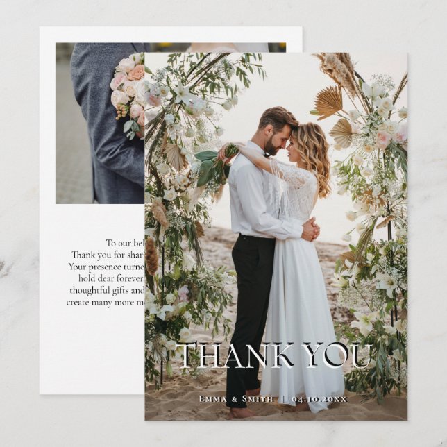 Tarjeta de agradecimiento de boda Boho Chic en la  (Anverso / Reverso)