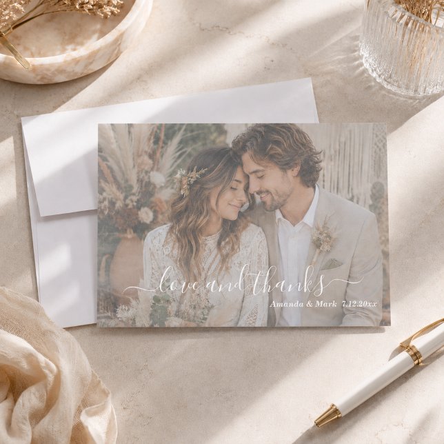 Tarjeta de agradecimiento de boda boho con foto de (Subido por el creador)