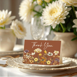 Tarjeta de agradecimiento de boda boho de flor sil