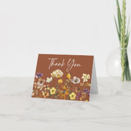 Tarjeta de agradecimiento de boda boho de flor sil