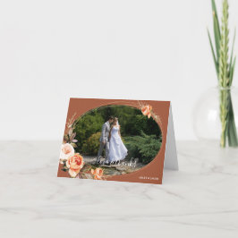 Tarjeta de agradecimiento de boda boho de otoño en