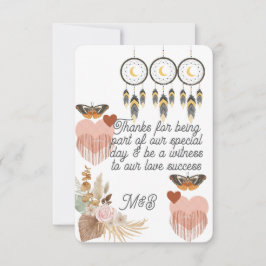 Tarjeta de agradecimiento de boda Boho Dreamcatche