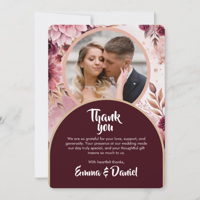 Tarjeta de agradecimiento de boda Boho Dreams Flor (Anverso)